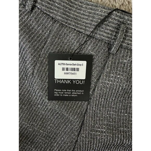 Alieva Women’s Pants DONNA TITANIUM FOILED METALLIC CHARCOAL Size S New - Picture 12 of 16